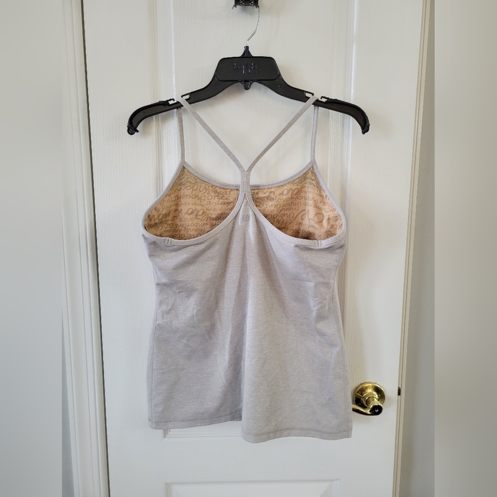 Lululemon Power Y Fitted Tank Top Light Grey Luon Size 12 - Picture 3 of 7